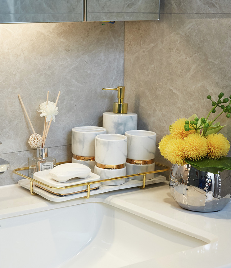 Set lọ đựng nhà tắm WHITE PORCELAIN & COPPER