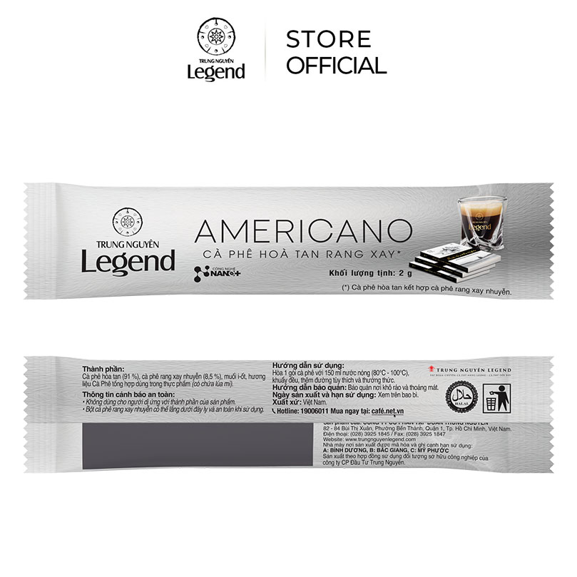 Cà Phê Đen Hòa Tan Americano Trung Nguyên Legend – Hộp 15 Gói 2gr – Hòa Tan Nhẹ Nhàng, Hậu Vị Ngọt