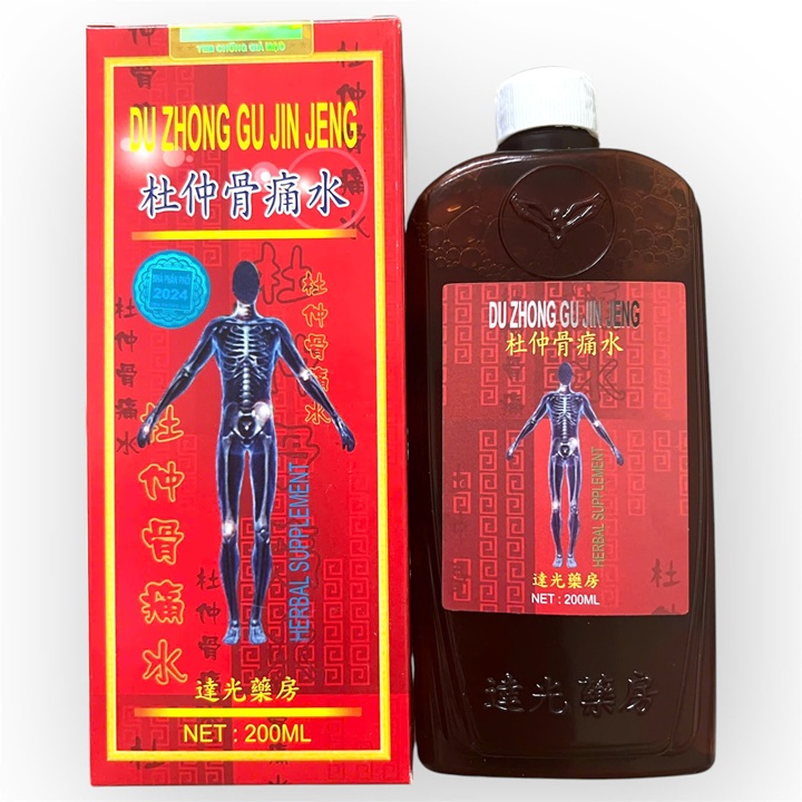Đỗ trọng nhức khớp thuỷ hỗ trợ phong tê thấp, đau xương nhức khớp, tê bại, đau mỏi tứ chi, cột sống, đau lưng xuất xứ Đài Loan - Chai 200 ml - Mã số 1445