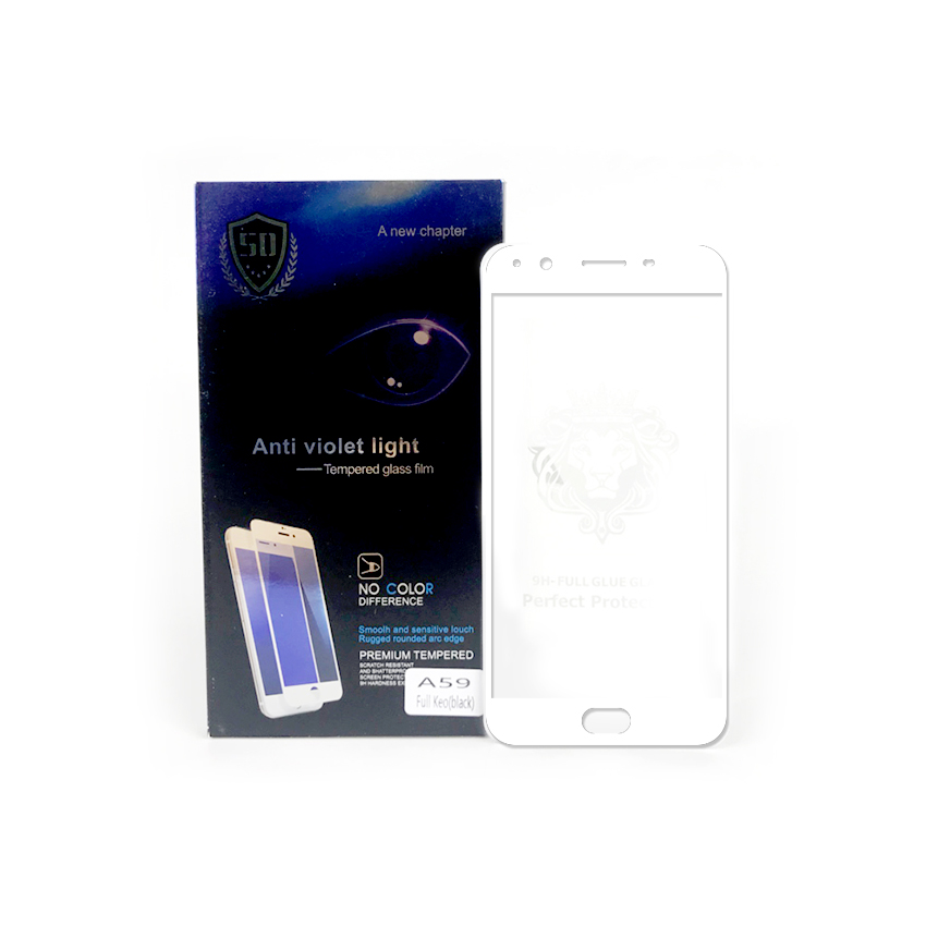 Miếng Dán Cường Lực Bảo Vệ Màn Hình Toàn Diện Cho Oppo F1s_A59 - Full Màn Hình - Màu Trắng - Hàng Chính Hãng