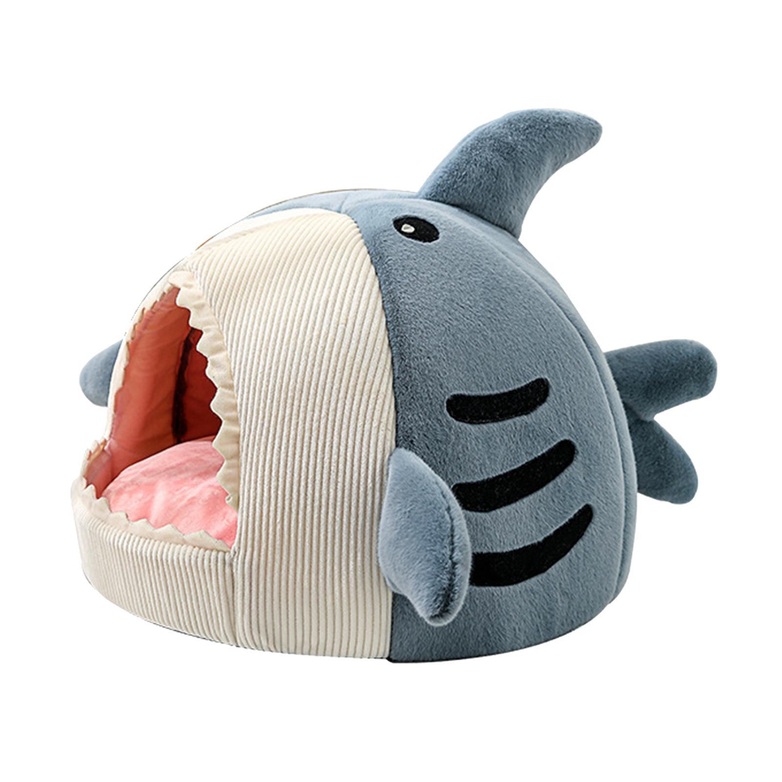 Cozy Pet Bed Warm Cave Nest Sleeping Bed Shark Shape Puppy House for Cats and Small Dogs