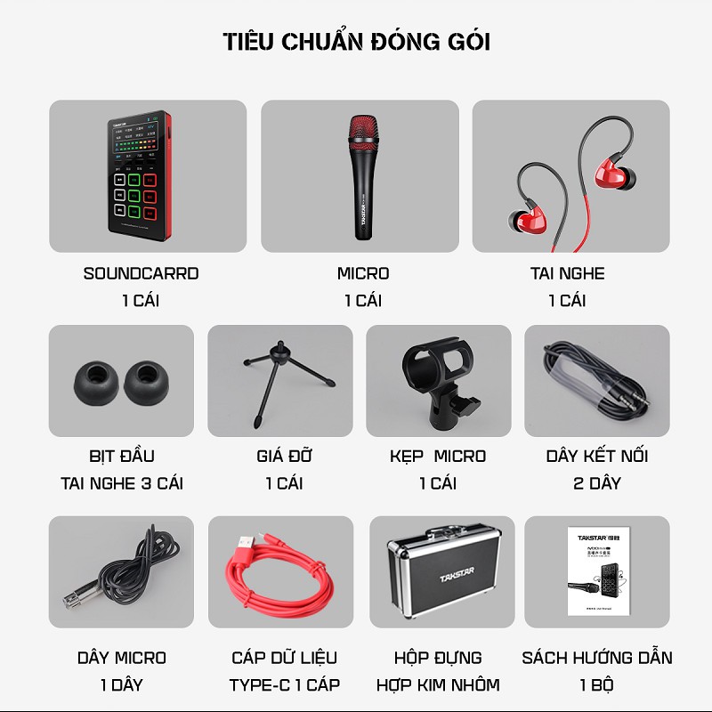 Combo trọn bộ mic thu âm chính hãng Takstar MX1 mini, tai nghe Ts-2260 và đầy đủ phụ kiện thu âm, livestream, hát karaoke online - AVSTAR - hàng chính hãng 