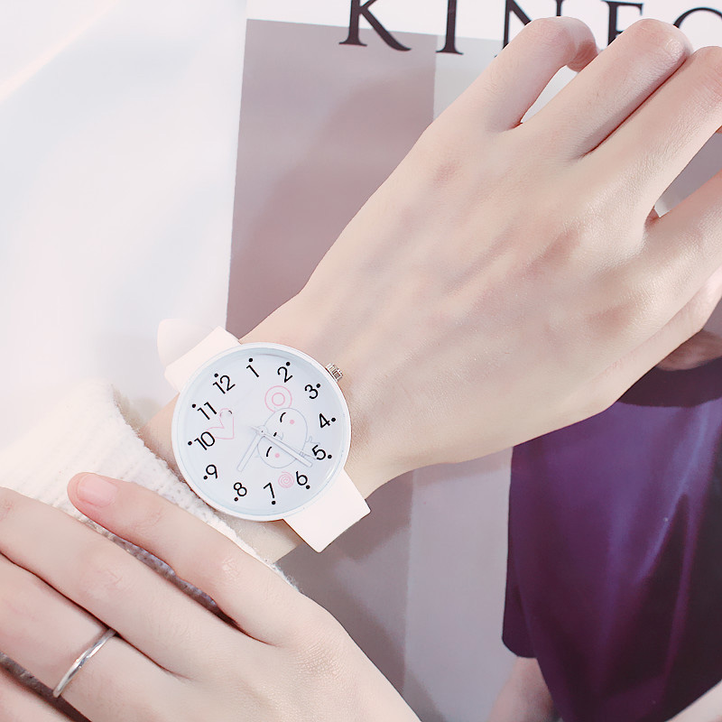 Đồng hồ thời trang nữ dây cao su mặt thú xinh Candycat PKHRCAT001