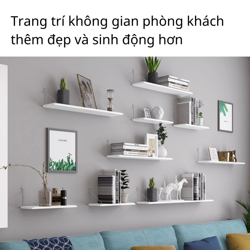 Kệ Treo Tường Gỗ Trang Trí FIVO Mã FB40 Không Cần Khoan Tặng Kèm Đinh 4 Chân Chắc Chắn, Dễ Dàng Treo Bằng 2 Cách Với Móc Inox