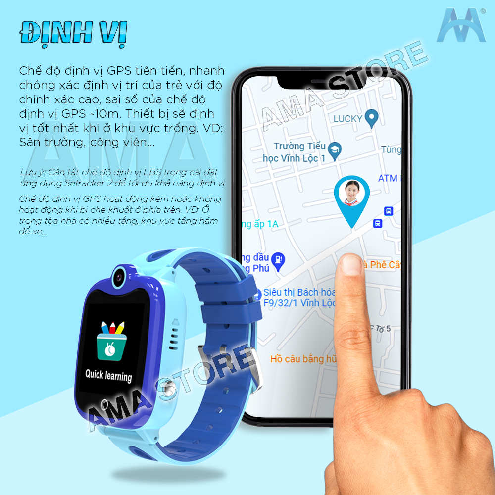 Đồng hồ Thông minh SOS Gọi điện thoại Định vị GPS Chống nước IP67 AMA Watch D06S cho Trẻ con 4 tuổi 5 tuổi 6 tuổi 7 tuổi 8 tuổi 9 tuổi 10 tuổi 11 tuổi Hàng nhập khẩu