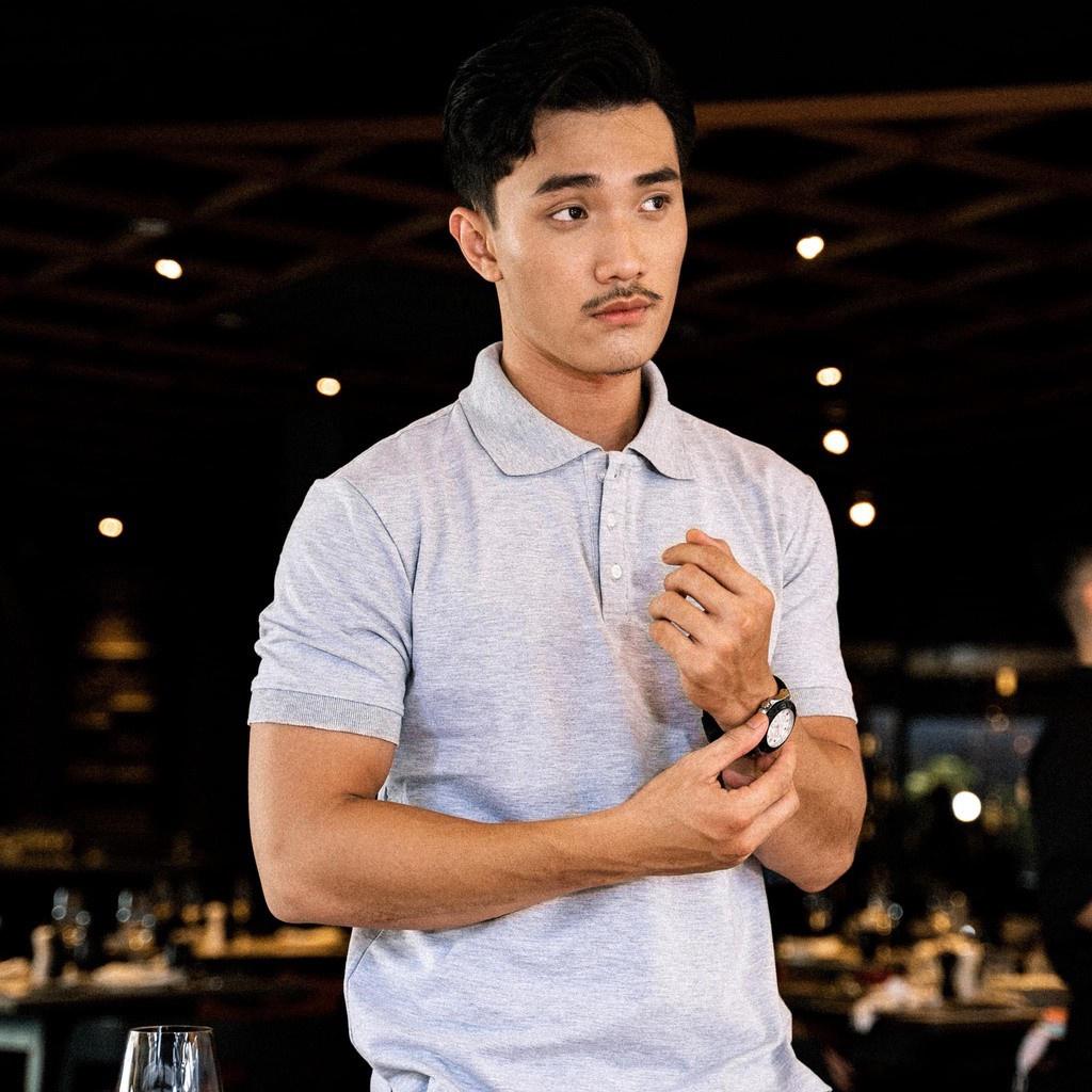 Áo Polo Xám Cổ Viền Trắng - Form Regular