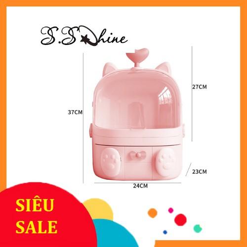 hộp ĐỂ ĐỒ TRANG ĐIỂM MOMMYKIDS MINH CHAU TRONG NHÀ TẮM, BÀN TRANG ĐIỂM hình con mèo siêu kute