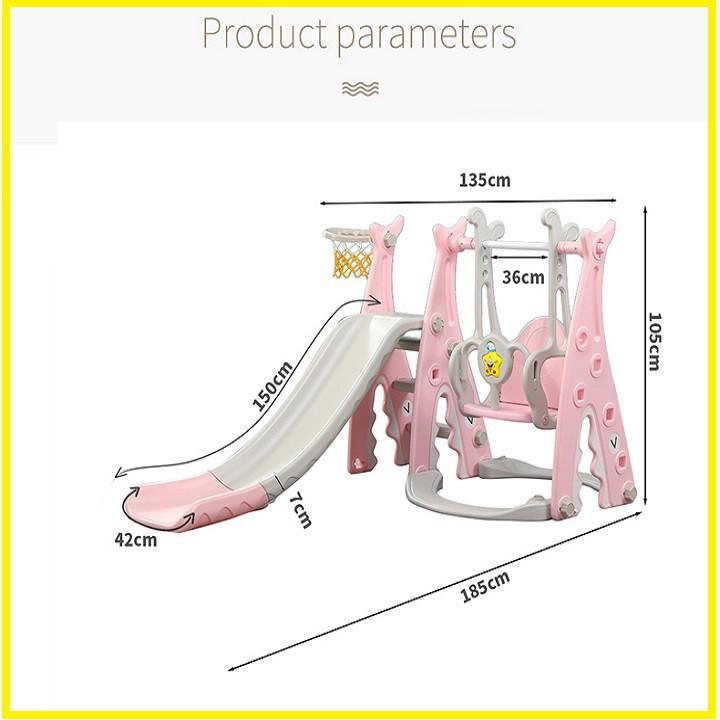 Bộ cầu trượt tặng xích đu bóng rổ - đồ chơi cho bé