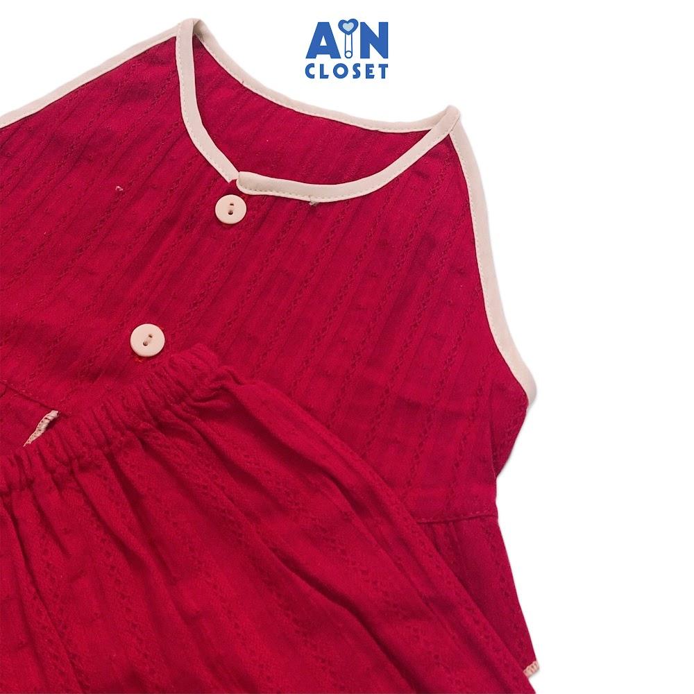 Bộ quần áo lửng bé gái Đỏ mận sát nách cotton dệt - AICDBGCIBHPH - AIN Closet