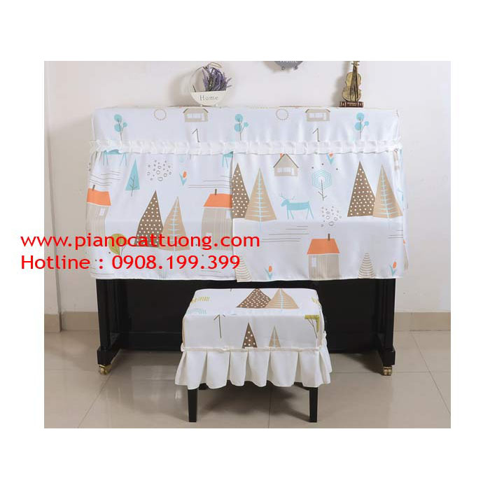 Khăn phủ đàn PIANO CÁT TƯỜNG CTF4 giúp làm đẹp và bảo vệ đàn khỏi bụi bẩn tối đa, 1 bộ gồm phủ toàn đàn và phủ ghế đàn