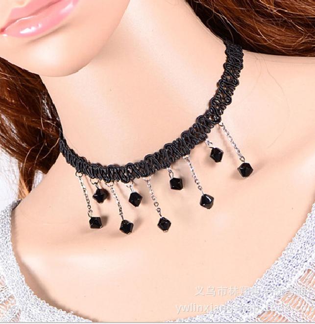 Vòng cổ choker tatoo đính hạt V44