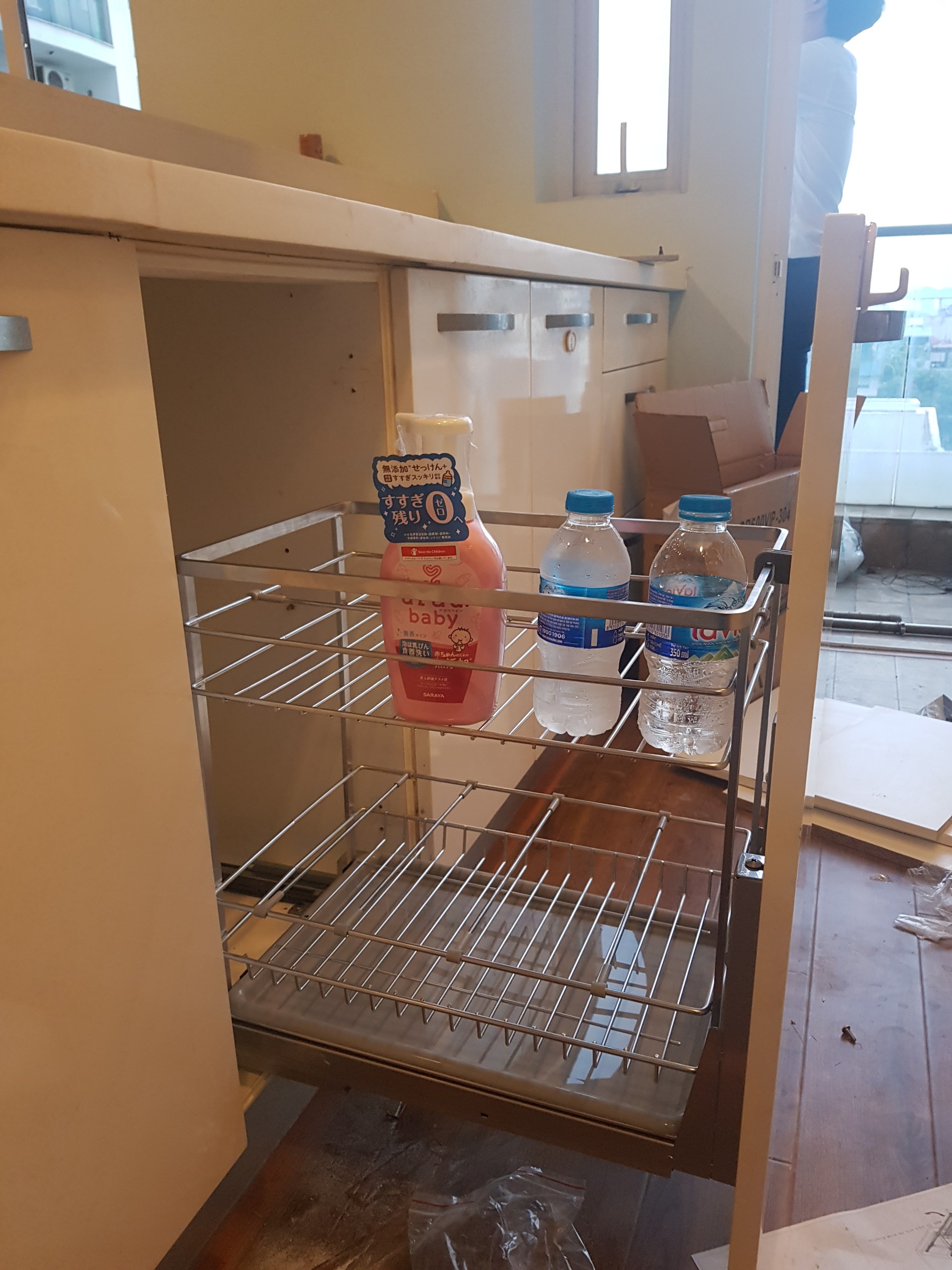 Kệ Gia Vị, Chai Lọ Đa Năng INOX 304 Tủ Bếp Ray Âm Giảm Chấn Cao Cấp - Có Thợ Lắp Đặt
