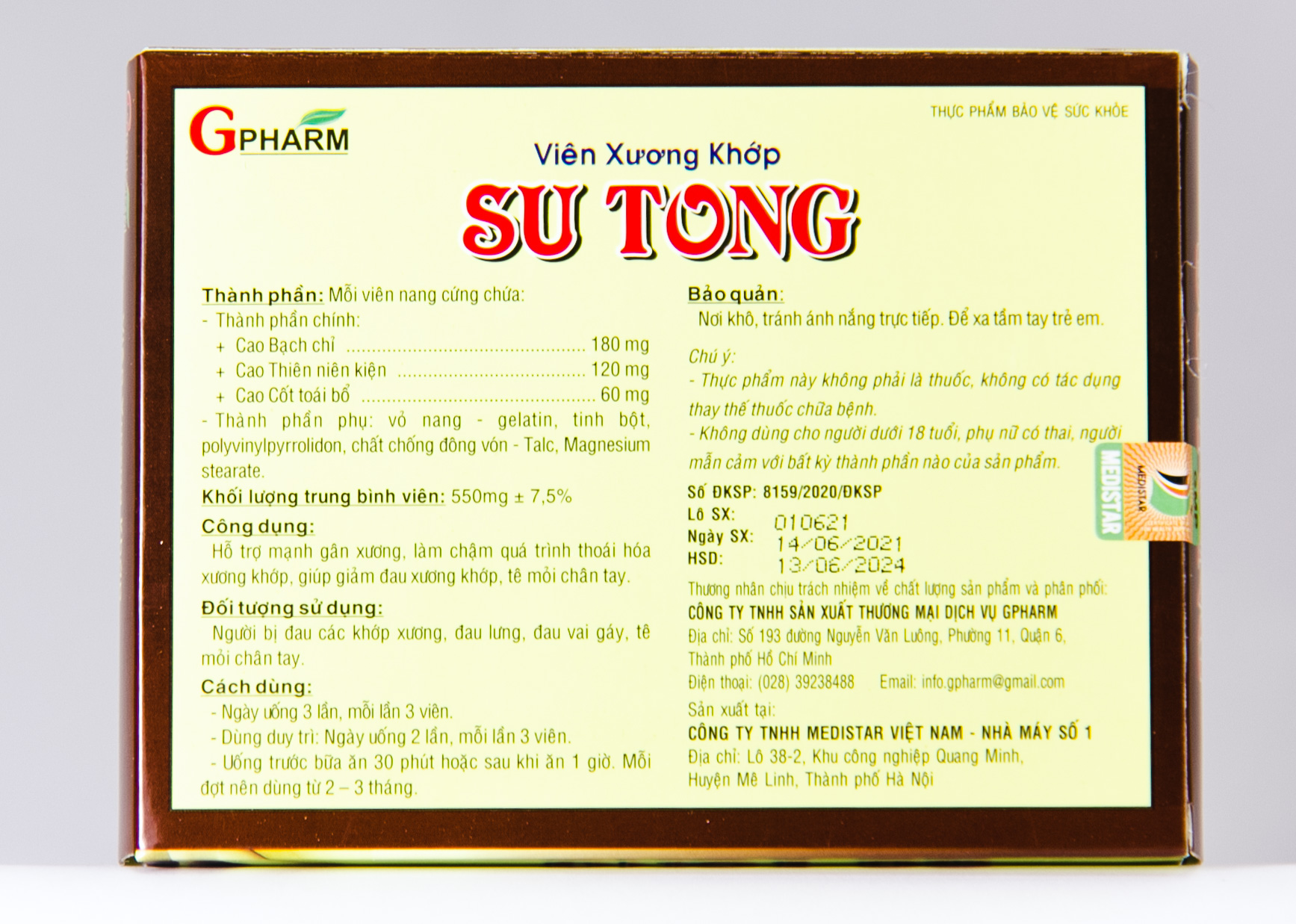 Thực phẩm bảo vệ sức khỏe Viên uống SUTONG Giúp giảm đau xương khớp, tê mỏi chân tay, làm chậm quá trình thoái hóa xương khớp