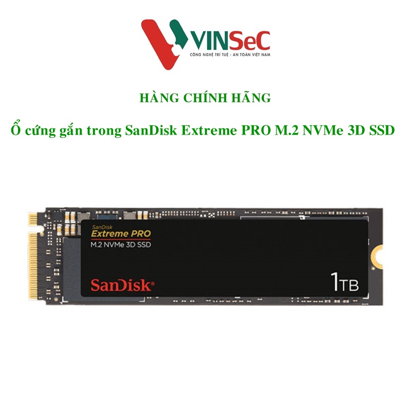 Ổ cứng gắn trong SanDisk Extreme PRO M.2 NVMe 3D SSD, 1TB, Read 3,400MB/s, Write 2,800MB/s, 5Y_SDSSDXPM2-1T00-G25 - Hàng Chính Hãng