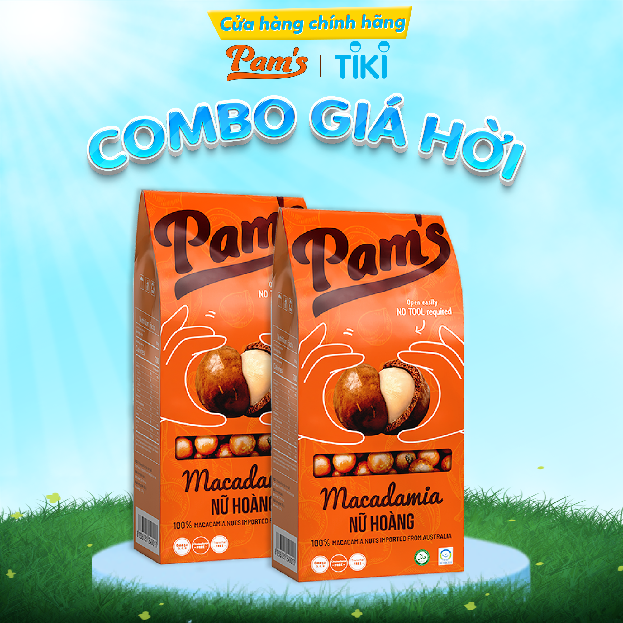 COMBO 2 Maccadamia Nữ Hoàng Nhập Khẩu Úc Pam's(250g) - Tách Tay, Sấy Chín Thơm Ngon