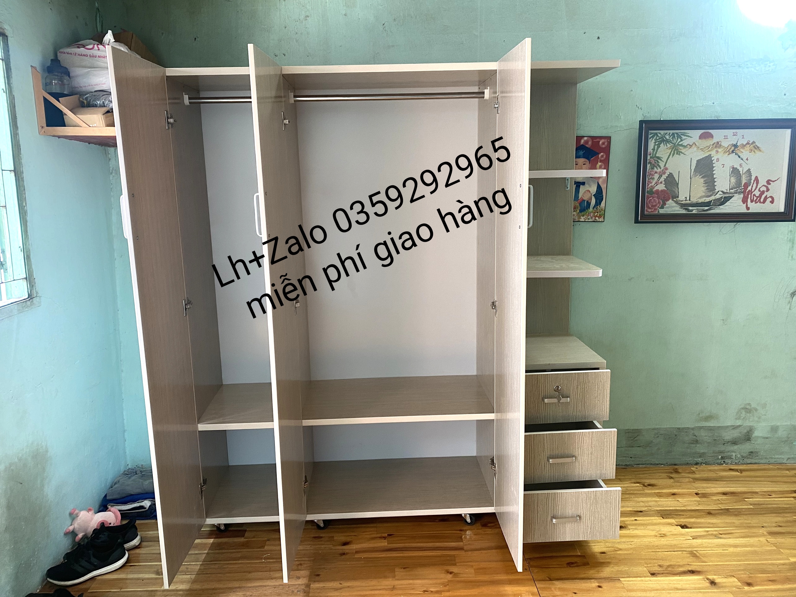 Tủ nhựa đài Loan 3 cánh 1 kệ