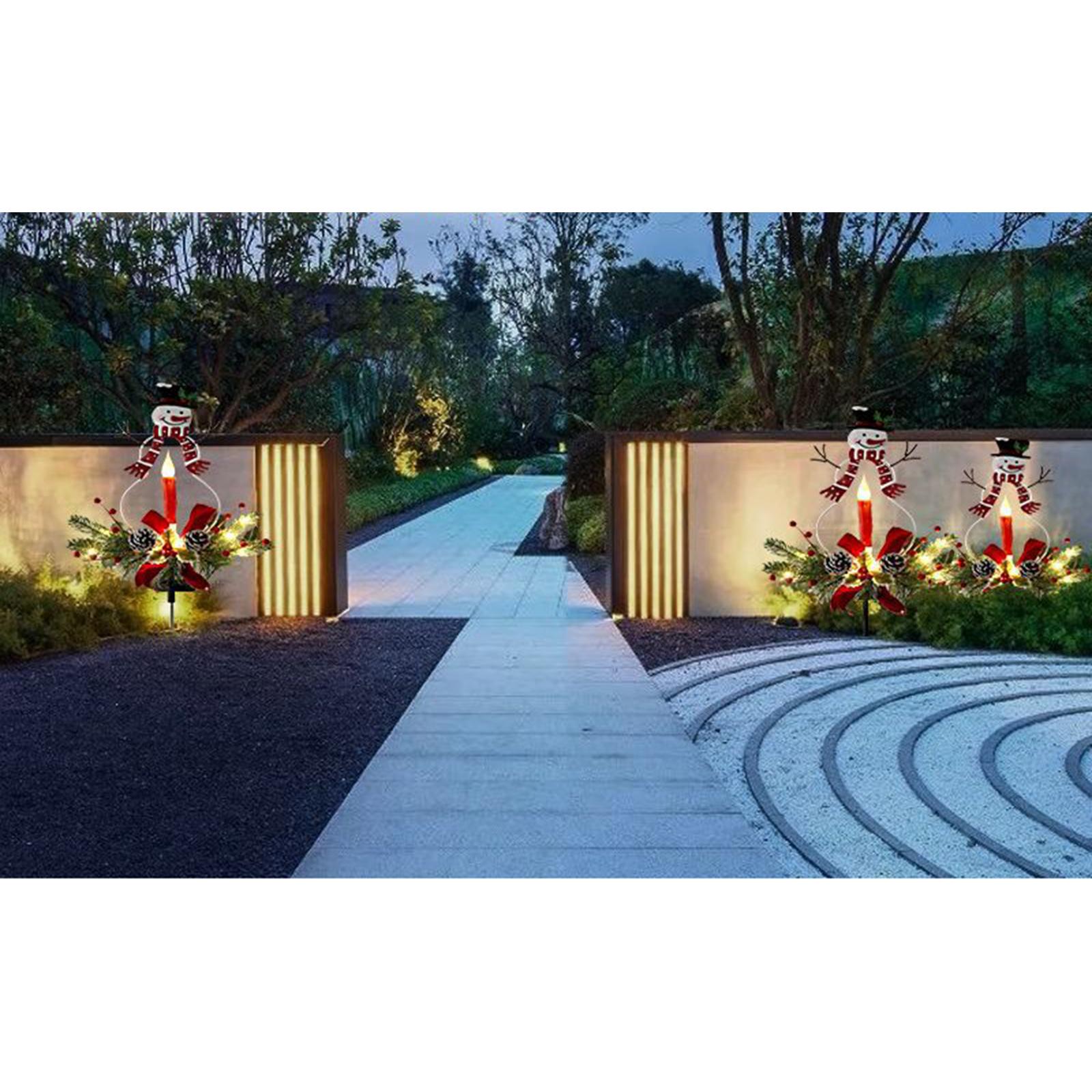 Solar Snowman Lamp Candle Ground Transparent Ornament for Walkway Sidewalk