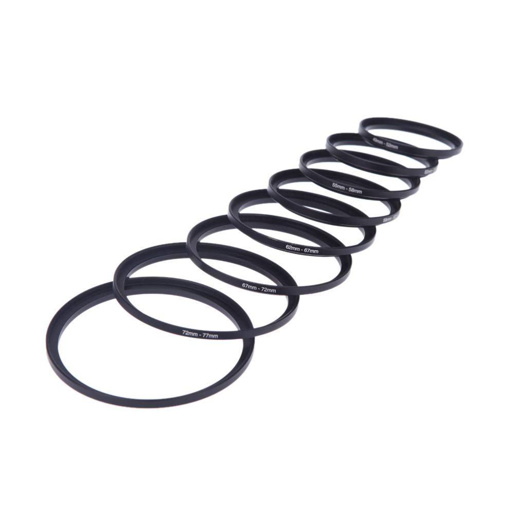 8pcs Filter Step Up Rings Adapter 49-52-55-58-62-67-72-77-82mm 49mm-82mm