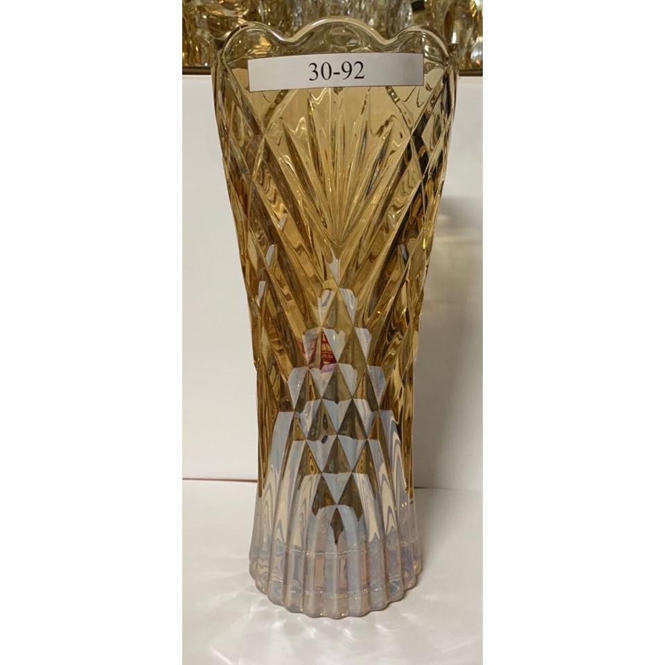Lọ hoa thủy tinh kẻ chéo vàng cao 30cm