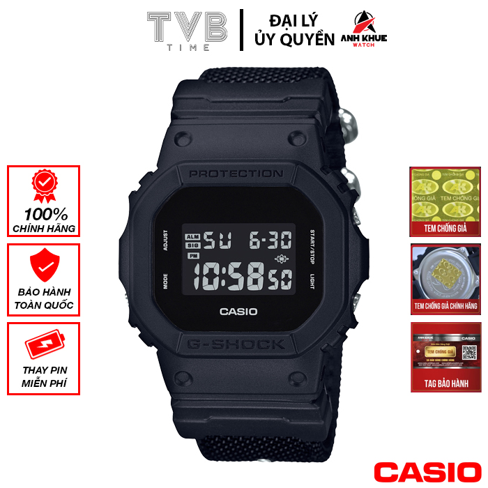 Đồng hồ nam dây vải Casio G-Shock chính hãng DW-5600BBN-1DR