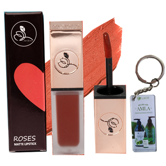 COMBO 2 SON KEM LÌ ROSES MATTE MiniGarden CAM TRÀ SỮA + CAM ĐẤT TẶNG MÓC KHOÁ]