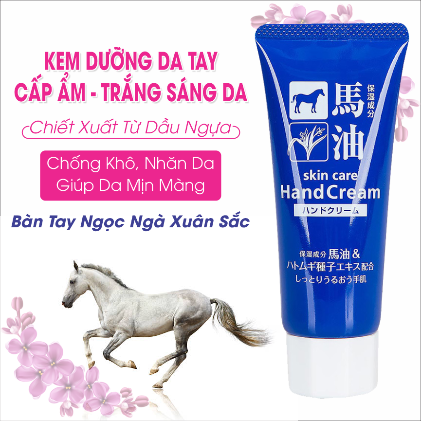 Kem Dưỡng Ẩm Da Tay Chiết Xuất Dầu Ngựa Và Ý Dĩ Hatomugi Hand Cream  (Tuýp 60g)