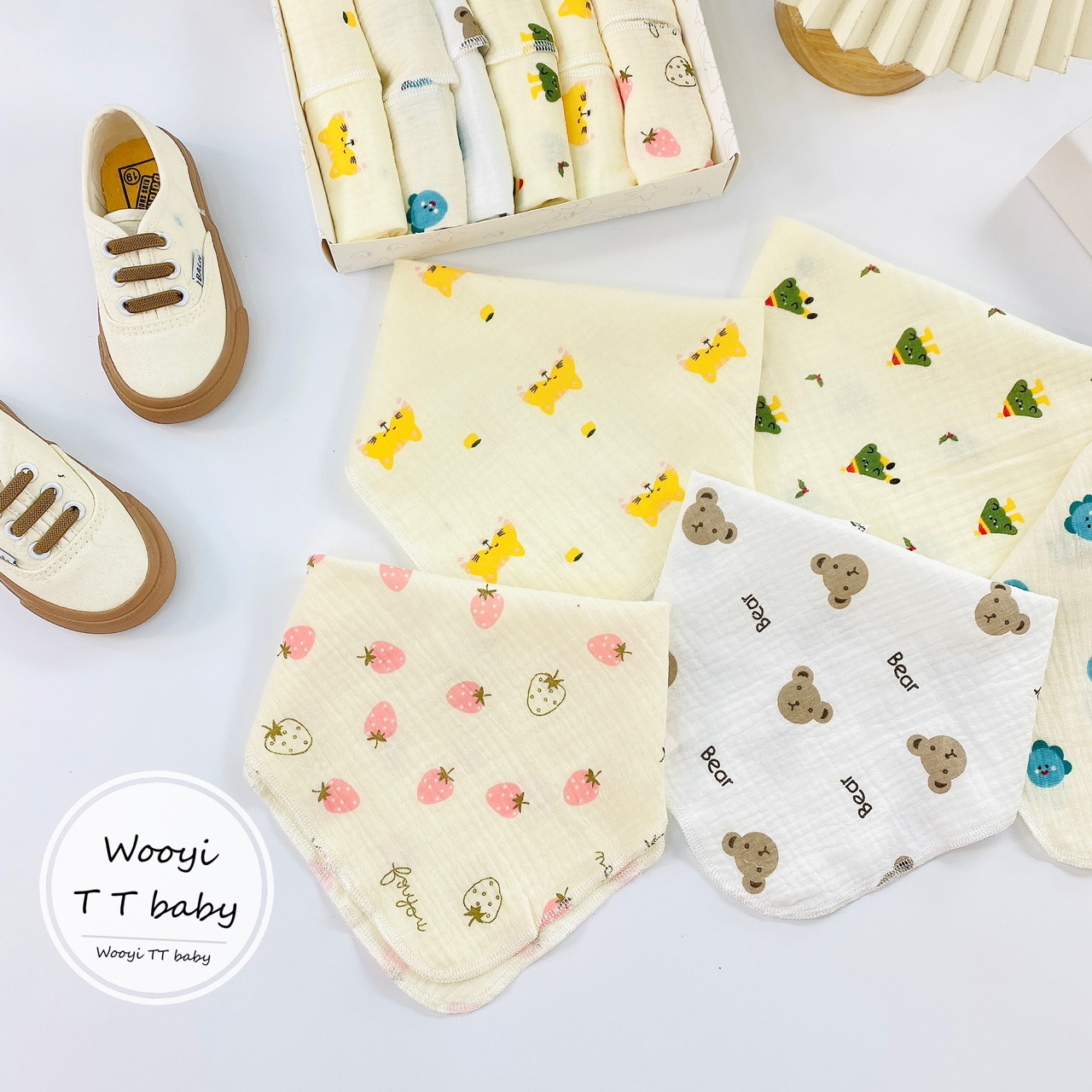 Khăn sữa Muslin 2 lớp sợi tre cao cấp hộp 6 cái 30x30cm