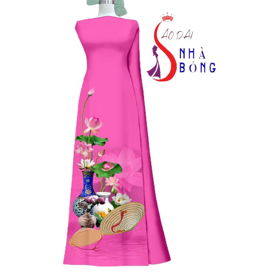 Vải may áo dài in hoa Sen cao cấp - V18