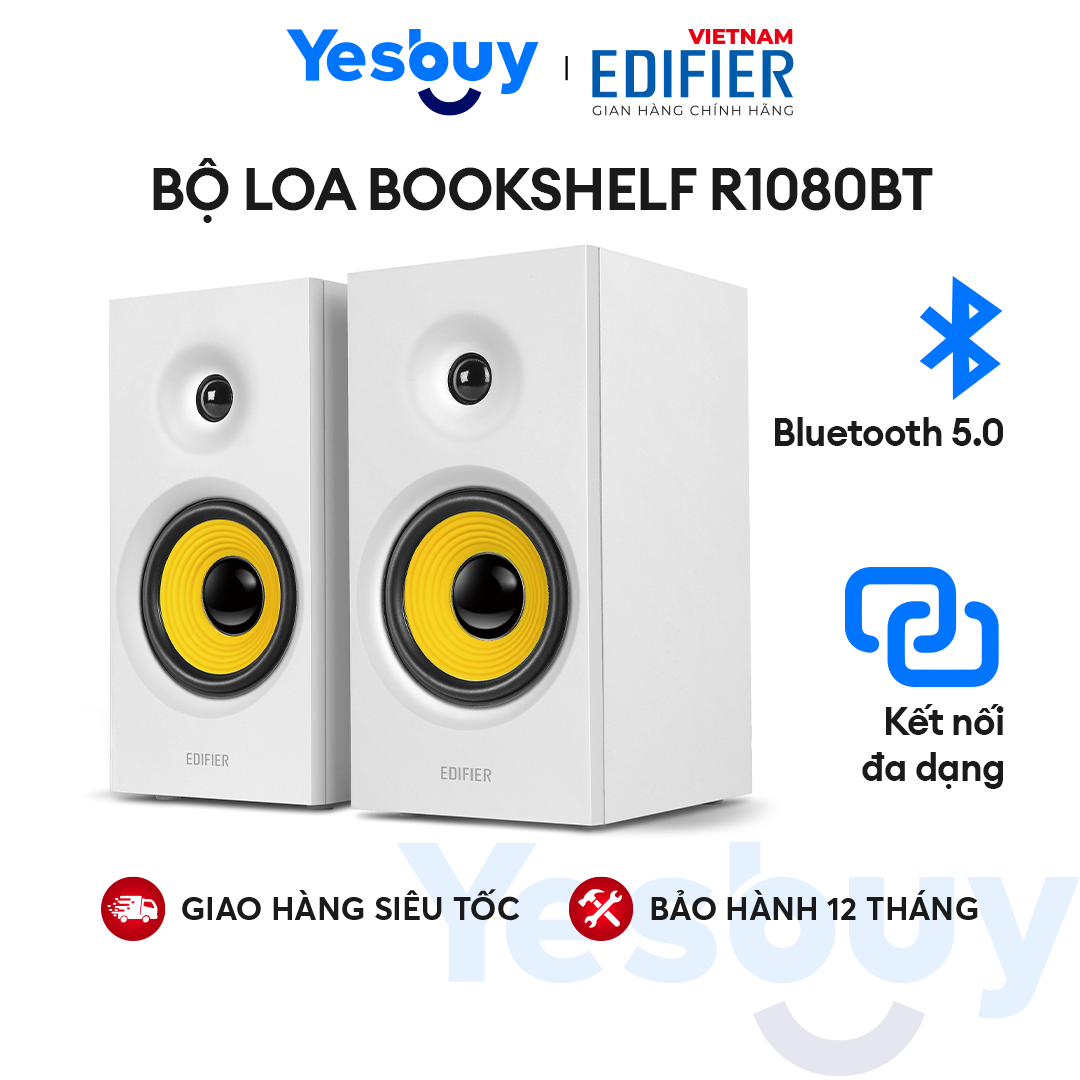 Bộ loa Bluetooth Bookshelf EDIFIER R1080BT Bass 4inch Treble 19mm silk dome - Hàng Chính Hãng - Bảo Hành 12 Tháng