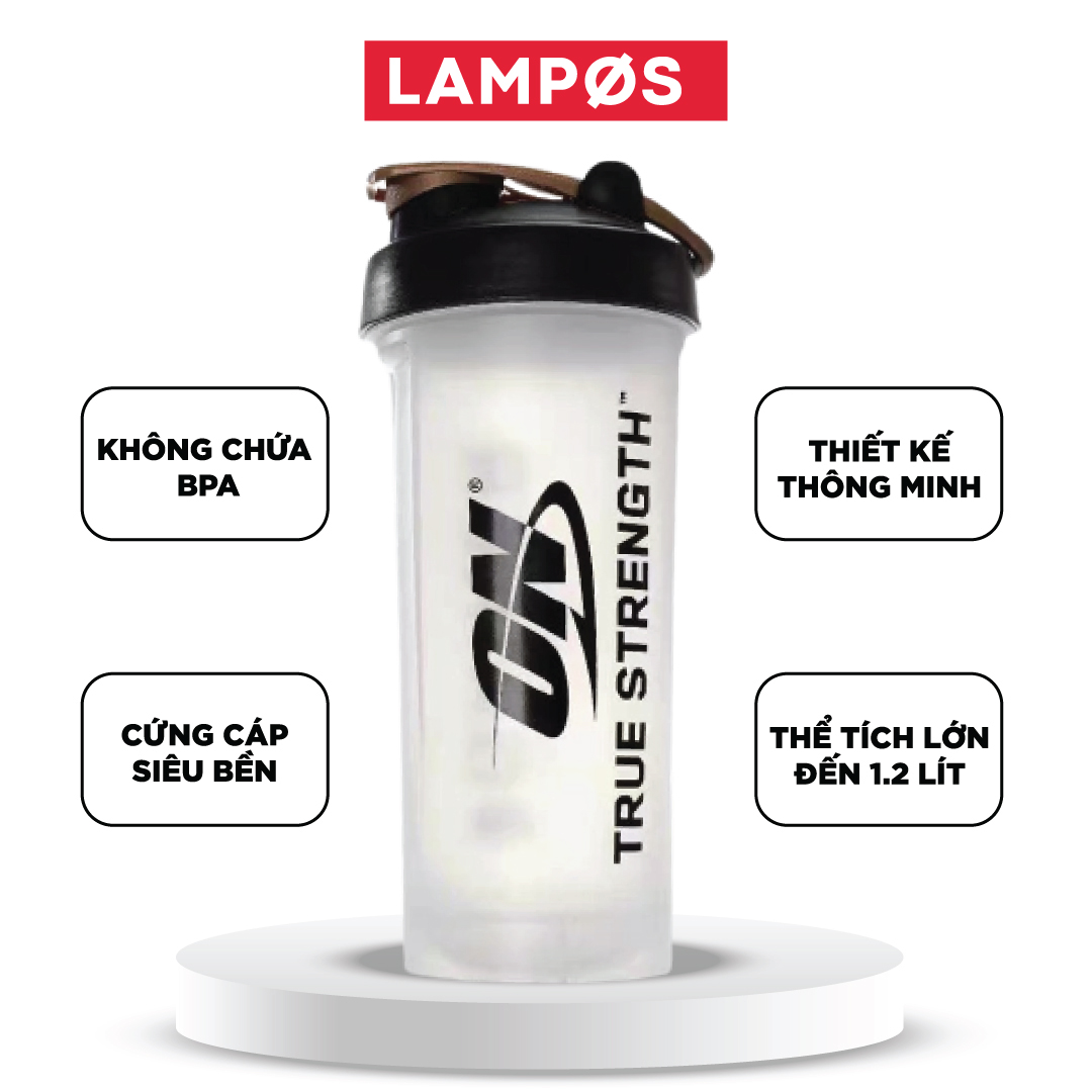 Bình Lắc ON 1.2 Lít | Bình Nước Thể Thao Tập Gym Siêu Bền, Kèm Con Lắc | Không Chứa BPA