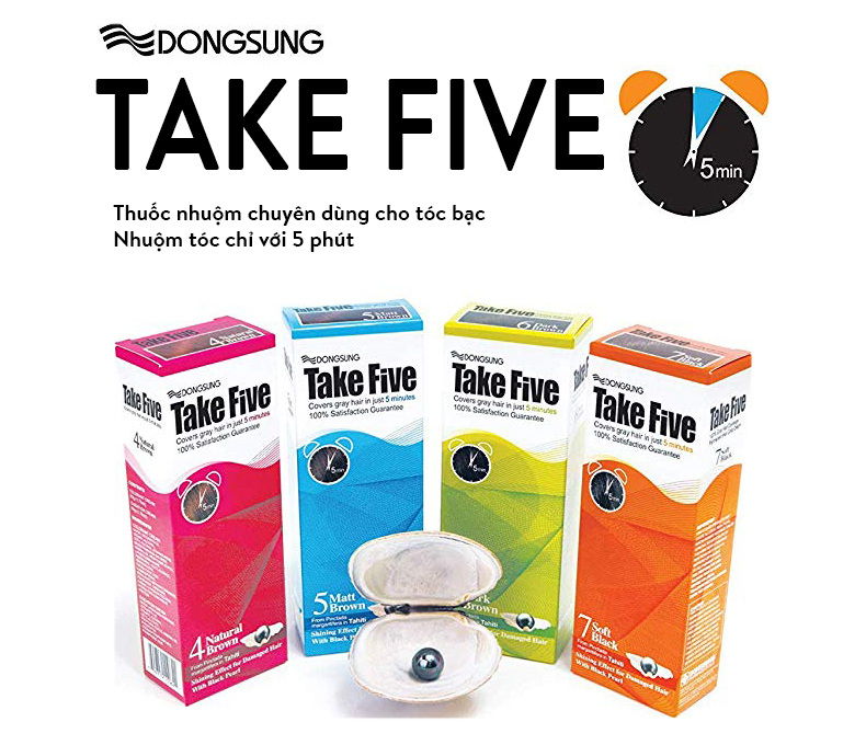 THUỐC NHUỘM TÓC 5 PHÚT HÀN QUỐC MÀU PHỦ BẠC TAKE FIVE 6 (MÀU NÂU ĐEN)