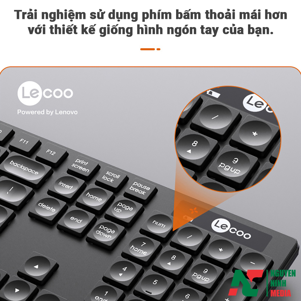 Bộ Phím Chuột Văn Phòng Không Dây Lenovo Lecoo KM2001 - Hàng Chính Hãng