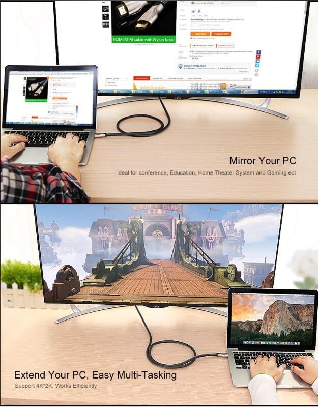 Ugreen UG10256HD102TK 10M màu Đen Cáp tín hiệu HDMI vỏ bọc lưới cao cấp cáp dẹt - HÀNG CHÍNH HÃNG