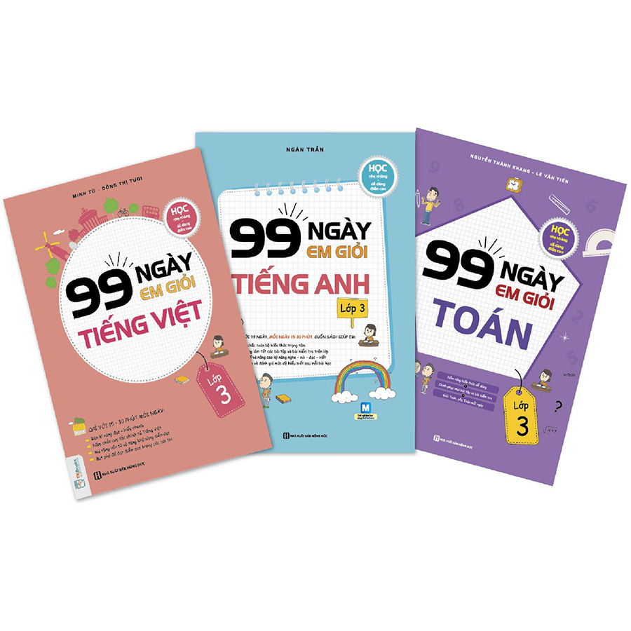 Combo 99 Ngày Em Giỏi Toán - Tiếng Việt - Tiếng Anh Lớp 3