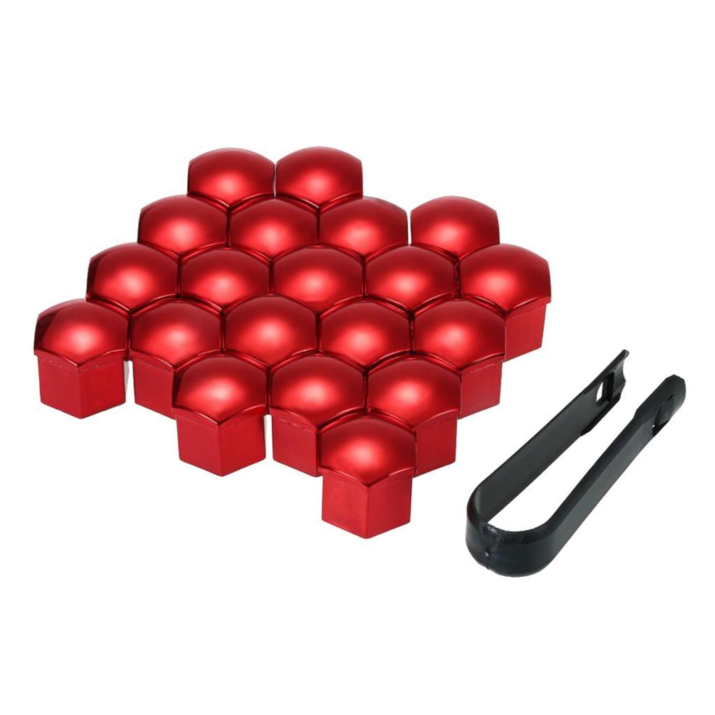 40pcs 17mm Deep Wheel Chrome Lug Center Cover Tyre Screw Decor Red
