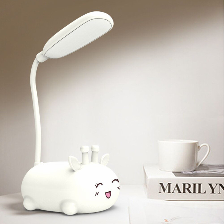 Đèn led để bàn sạc usb hình thú dễ thương - Nai - Trắng