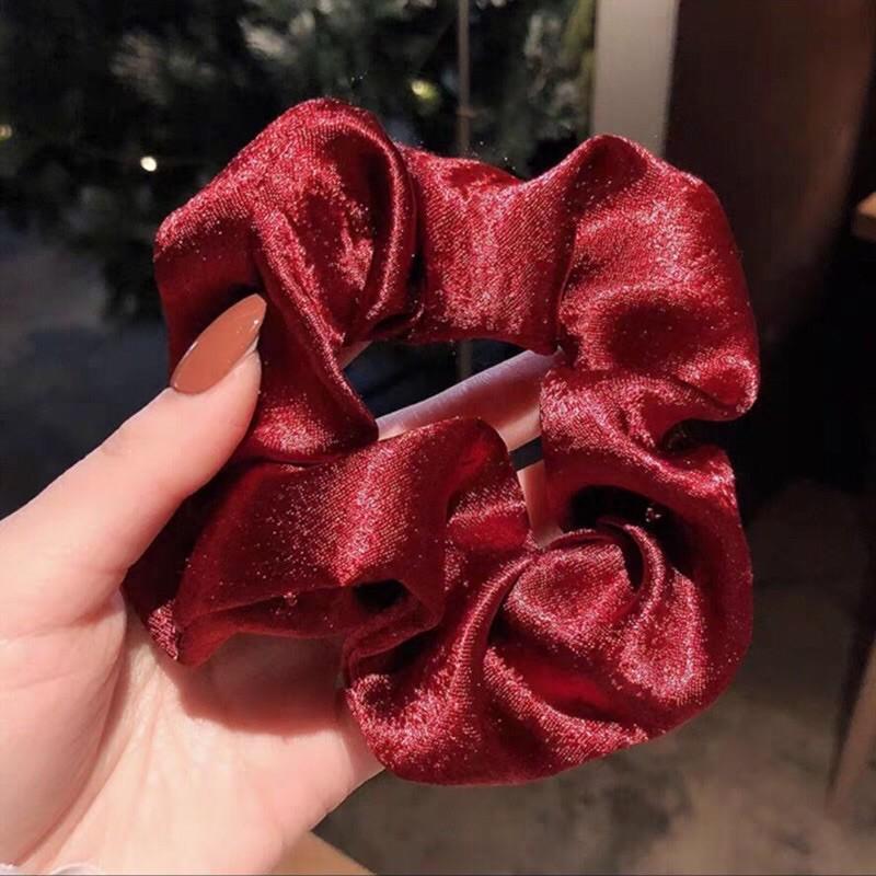 Scrunchies Thun Cột Tóc Nhung Xinh Xắn Phong Cách Hàn Quốc