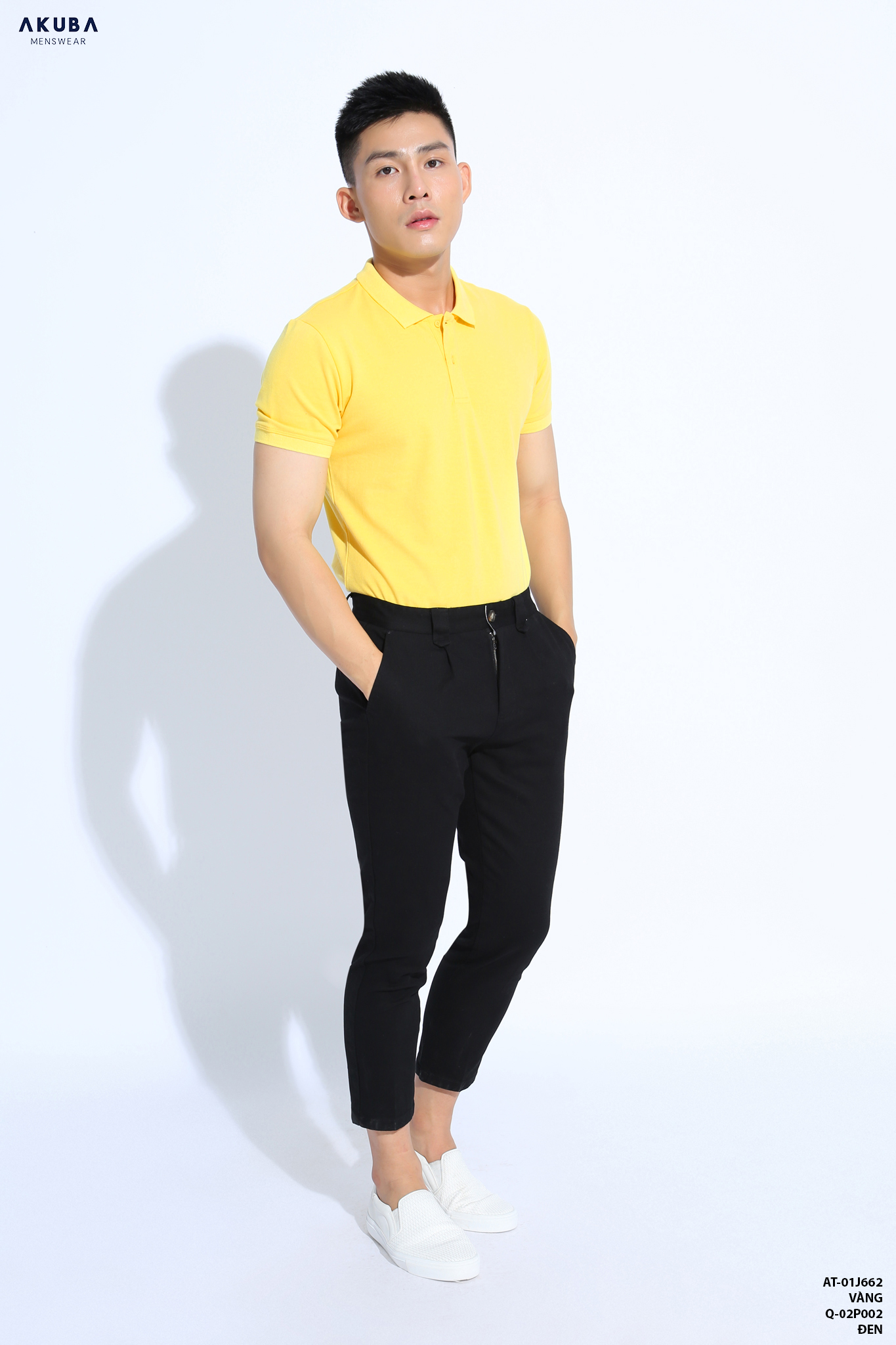 Áo thun nam Polo trơn AKUBA form slimfit, chất liệu cotton dày dặn 01J662