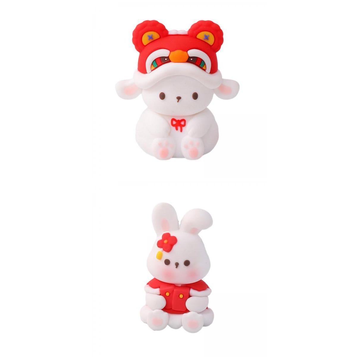 2 Rabbit Toy Funny Gift Soft Rubber Ornament Kids Toy for Cake Topper