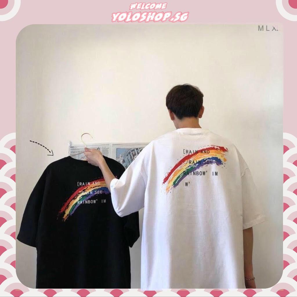 Áo thun tay lỡ RAINBOW CẦU VỒNG form rộng ulzzang couple nam nữ UNISEX