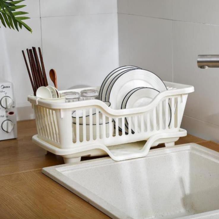 Rổ Úp Bát Chén Dĩa - Khay Kệ Đựng Chén Bát Dĩa Đũa Muỗng Có Khay Hứng Nước Tiện Lợi ZA40