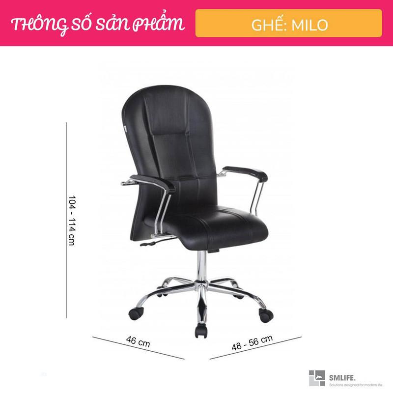 Ghế xoay văn phòng lưng trung rời bọc da SMLIFE Milo