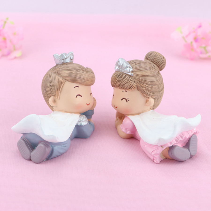 Bộ 02 tượng chibi Hoàng Tử - Công Chúa nằm ngủ