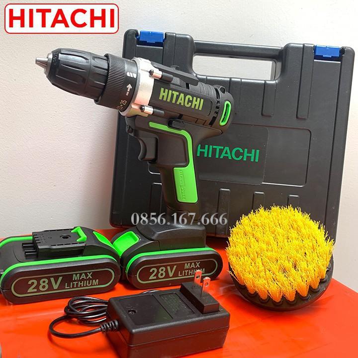 Máy Khoan PIN HITACHI 28V 2 Chức Năng - TẶNG Kèm Đầu Cọ Máy Khoan - Pin 5 Cell - Máy Khoan Gỗ, Máy Bắt Vít HITACHI 28V