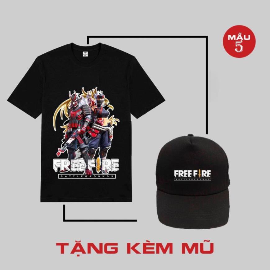 HÓT- BST Áo FREE FIRE mẫu HOT nhất️TẶNG KÈM MŨ FFÁo thun game in hình Free Fire cực chất / có size cho trẻ em