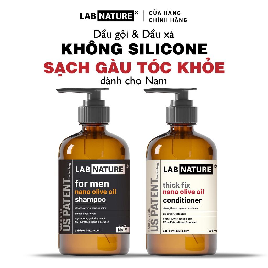 Combo Dầu Gội và Dầu Xả Không Silicone Sạch gàu ngăn rụng tóc dành cho nam Lab Nature No.5 - công nghệ Nano Olive Oil