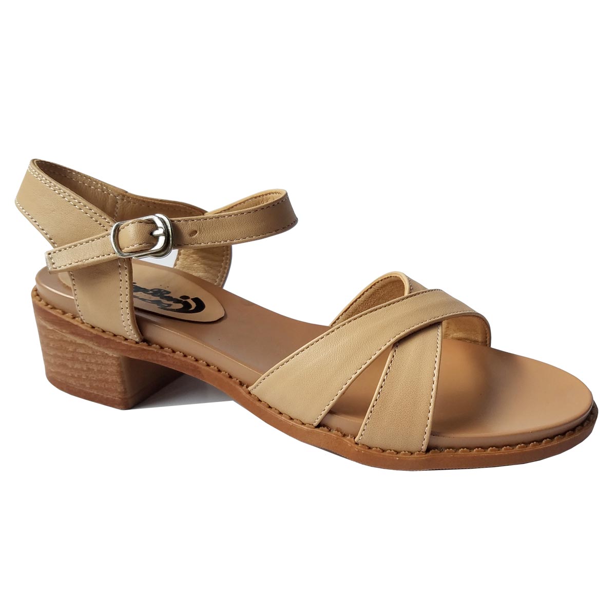 Giày sandal cao gót nữ da bò gót cao 4 cm HKT12