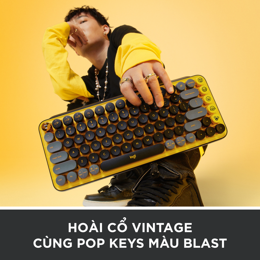 Bàn phím cơ không dây bluetooth | USB Logitech POP KEYS - phím emoji có thể tùy chỉnh - Màu