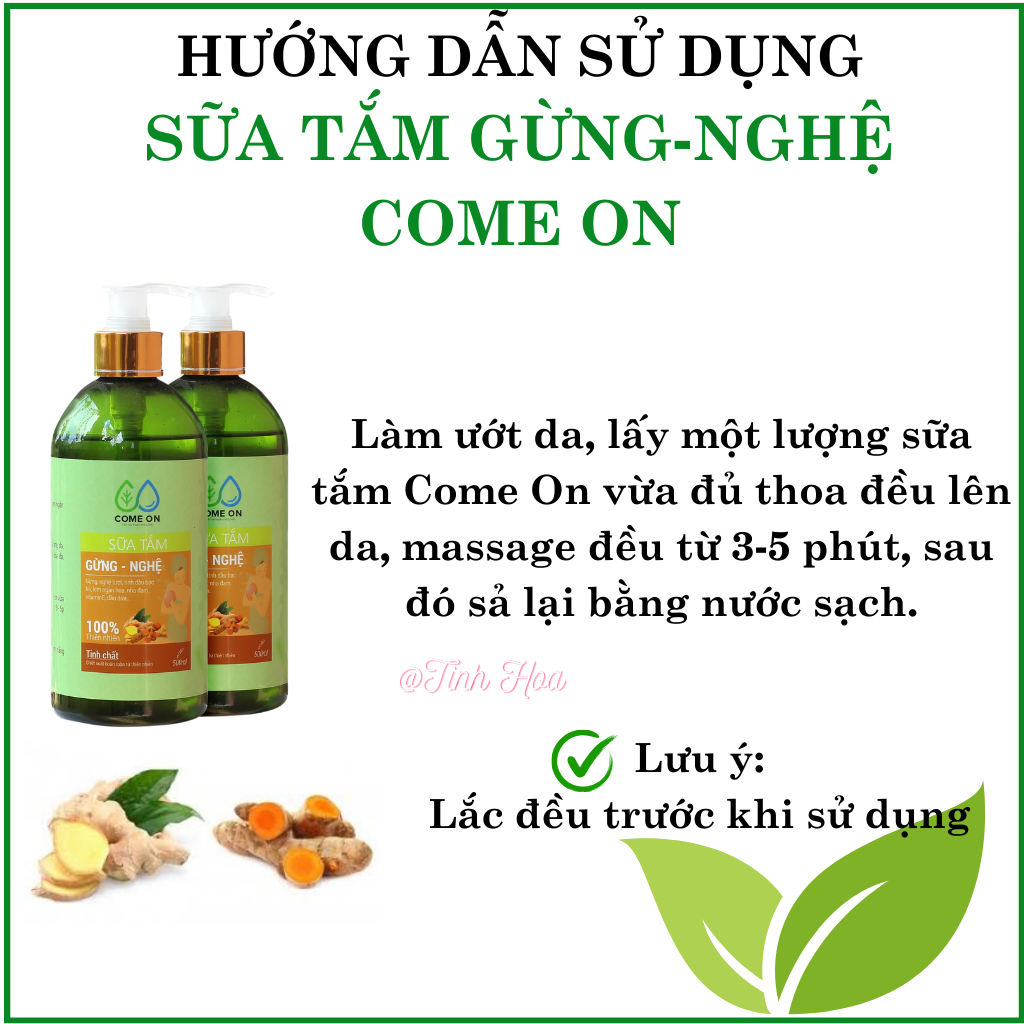 Sữa tắm gừng nghệ Come on chai 500ml sữa tắm trị mụn lưng, sữa tắm tẩy tế bào chết, sữa tắm trắng da