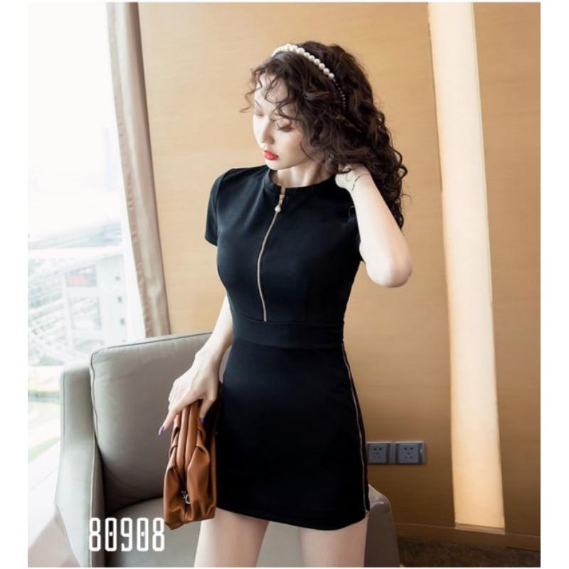 Đầm ôm body phối khóa kéo tặng kèm quần đùi mặc được 2 kiểu Thời Trang Gugo